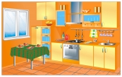 Кухня в оранжевой гамме - картинка №10693 | Printonic.ru